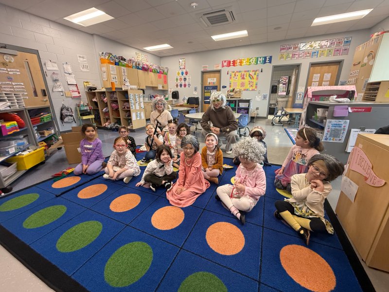 Cate Chalabala’s Little Vikings class is excited to celebrate 100 days of fun and learning. Shown are in back (l-r) Paraeducators Sage Cherico and Gabe Best; in middle Delaney Thompson, Noah Wiedorfer, Isabella Malone, Marlee Catlett, Victoria VanPelt, Journee Hood and Brynnleigh Abele. In front are Aria Berg, Penelope Pfeifer, Matthew Priddy, Elsie Rupar, Hadley Reed and Mary Jane Eisenberger.